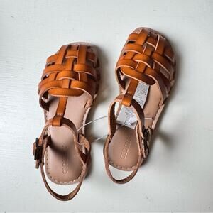 Old Navy Toddler Girls Tan  Faux Leather Sandals with Woven Design  Sz 9 NWT